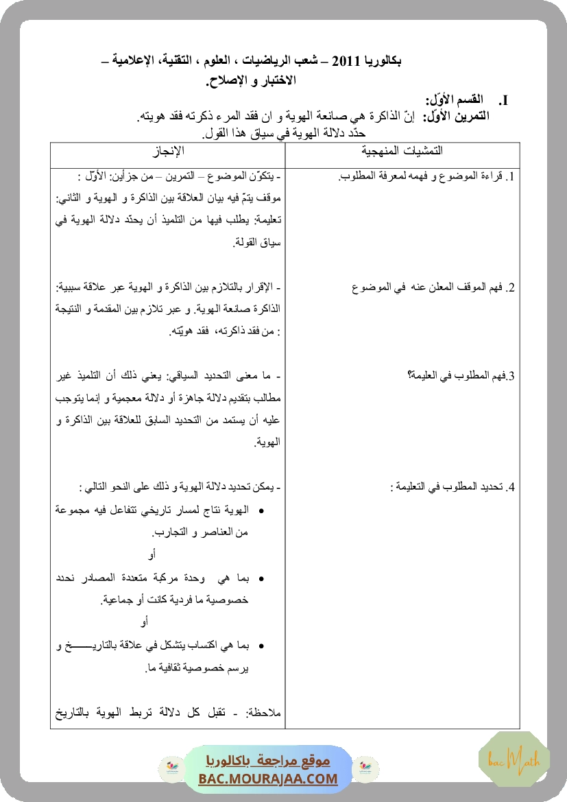 Corrigé principale philo Bac 2011 – Section math